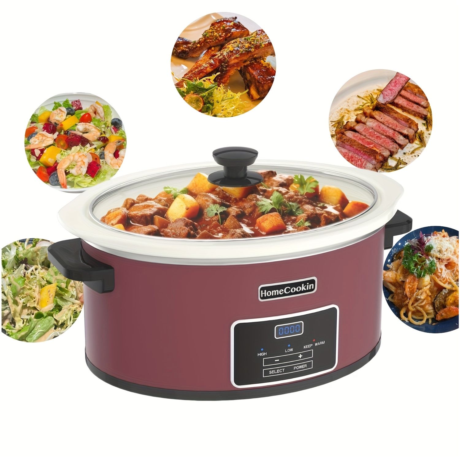 Meal Prep Simple - 8-Quart Digital Slow Cooker with Removable