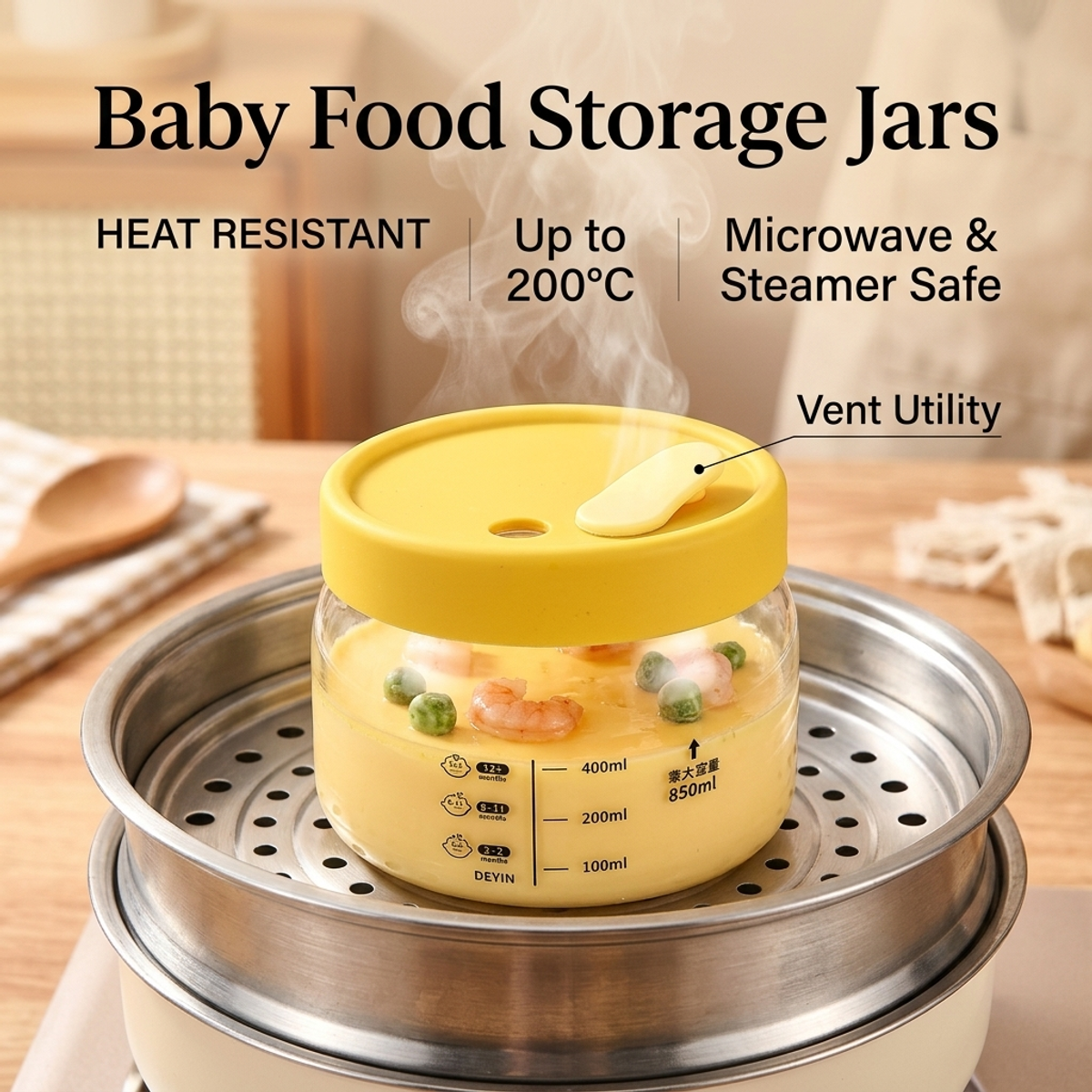 Meal Prep Yellow - Hot Sale Yellow Glass Food Container–Steam
