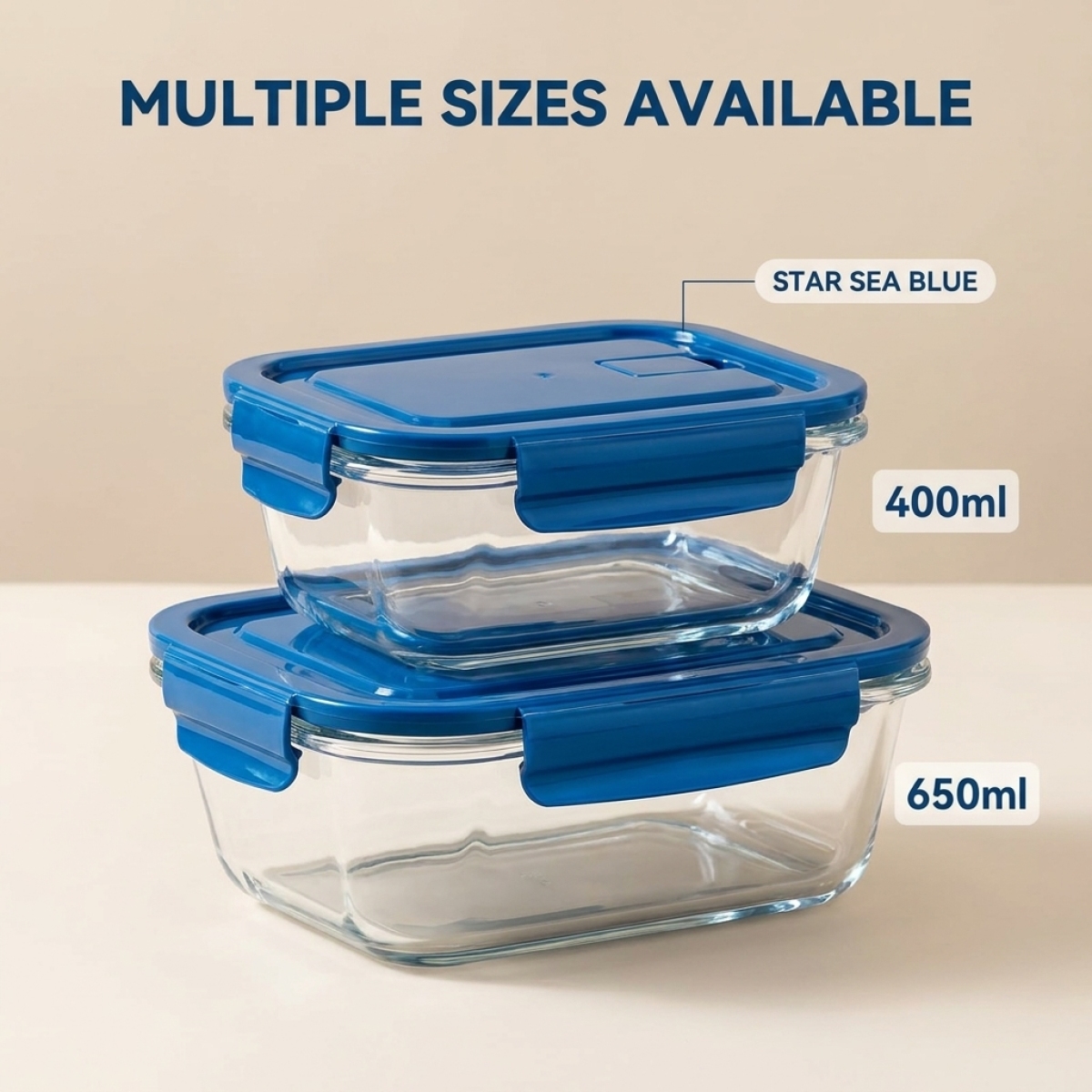 Meal Prep Seafood - Sea Blue Glass Food Storage Containers–High