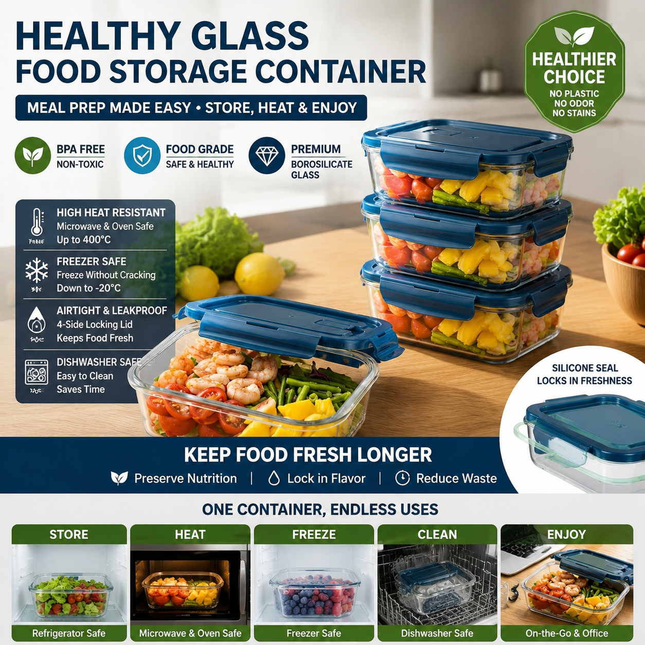 Rectangular Glass Meal Prep Co - Meal Prep Seafood review and price