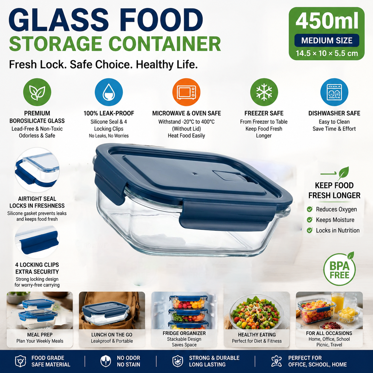 Star Sea Blue Glass Food Conta - Meal Prep Seafood review and price